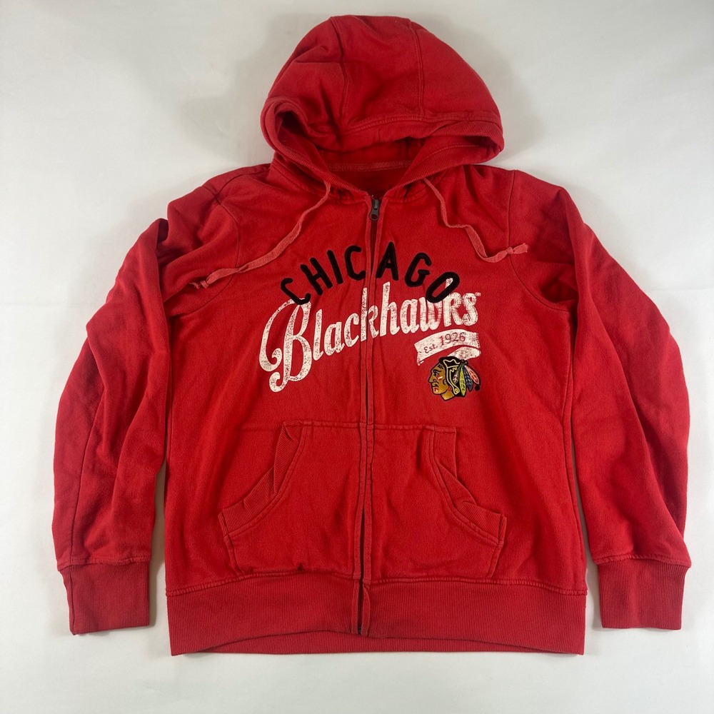 3 for her by Alyssa Milano Chicago Blackhawks‎ Size L Red Zip Up Hoodie
